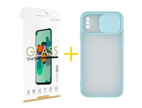 Pack 1 Película 2.5D + Funda SKYHE por Apple iPhone XR Gel Protteción Cámara Verde-Mar