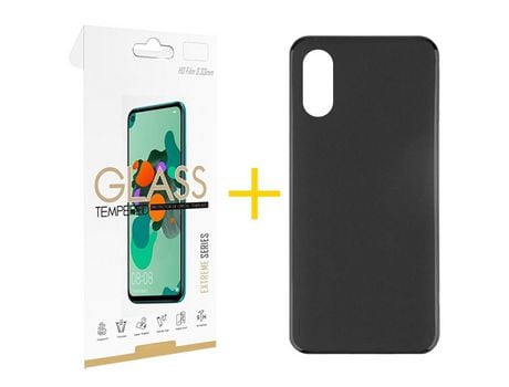 Pack 1 Película 2.5D + Funda SKYHE por Apple iPhone XS Max Silicona Liso Negro