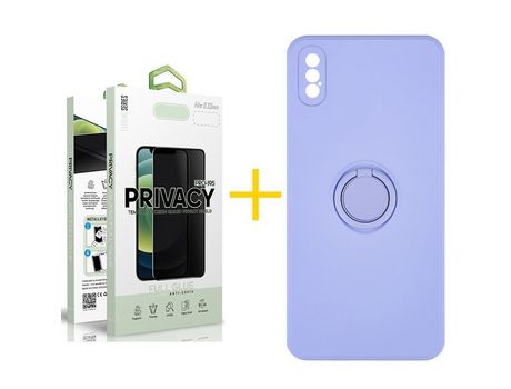 Pack 1 Película Antiespía + Funda SKYHE para iPhone XS Max Gel O-Ring Morado