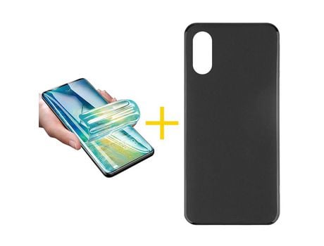 Pack 1 X Protector de Vidrio Templado Hidrogel + Funda ACCETEL para iPhone XS Max Silicona Liso Negro