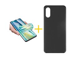 Pack 1 X Protector de Vidrio Templado Hidrogel + Funda ACCETEL para iPhone XS Max Silicona Liso Negro