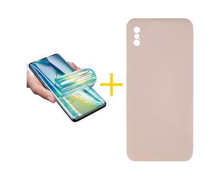 Pack 1 Película + Funda SKYHE por Apple iPhone XR Silicona Líquida Rosa