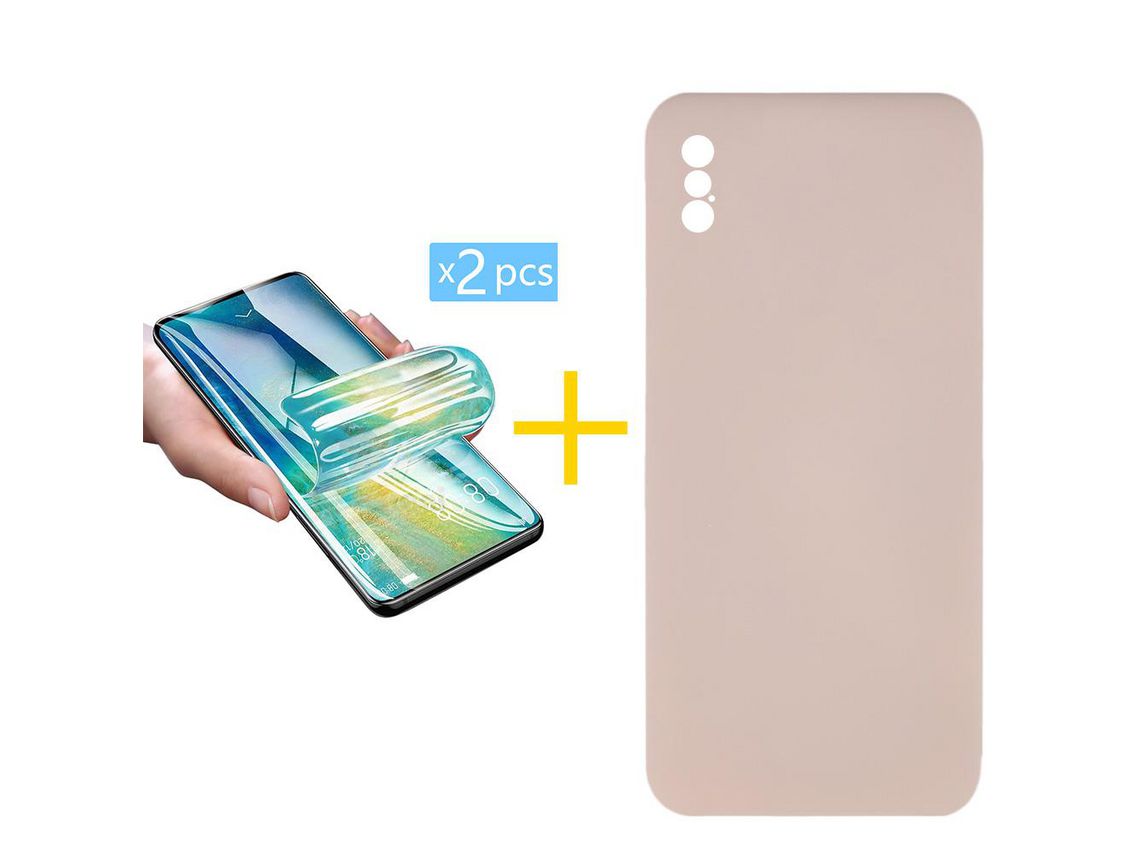 Pack 2 Películas + Funda SKYHE por Apple iPhone XS Max Silicona Líquida Rosa