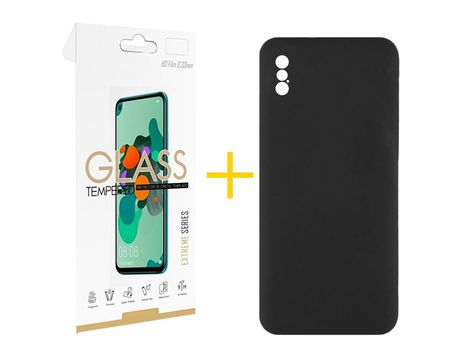 Pack 1 Película 2.5D + Funda SKYHE por Apple iPhone XS Max Silicona Líquida Negro