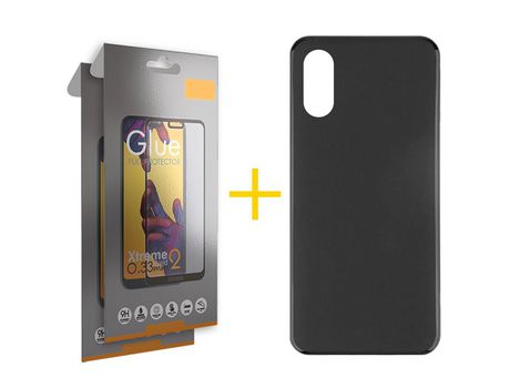 Pack 2 Películas Full + Funda SKYHE por Apple iPhone XS Max Silicona Liso Negro