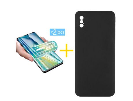 Pack 2 Películas + Funda SKYHE por Apple iPhone XR Silicona Líquida Negro