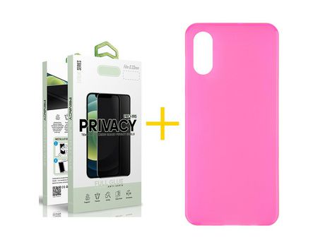 Pack 1 Película Antiespía + Funda SKYHE por Apple iPhone XS Max Silicona Liso Rosa