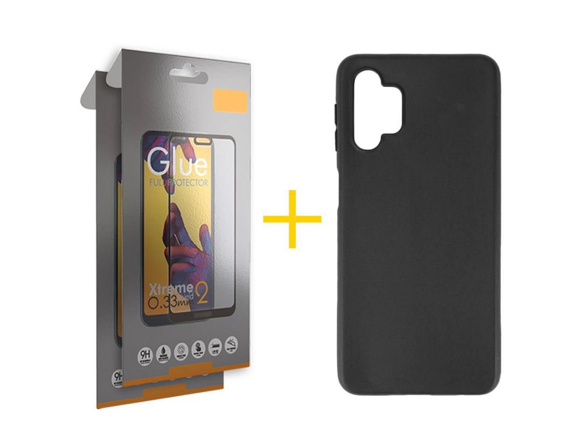 Pack 2 Películas Full + Funda SKYHE por Samsung Galaxy A73 5G Silicona Liso Negro