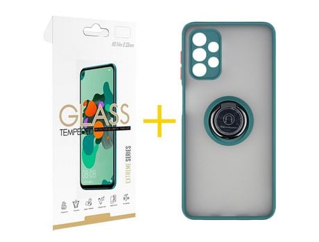Pack 1 Película 2.5D + Funda SKYHE por Samsung Galaxy A33 5G Gel Bumper con Anillo Verde