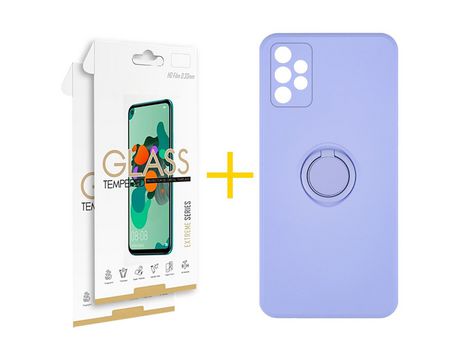 Pack 2 Películas 2.5D + Funda SKYHE por Samsung Galaxy A32 5G Gel O-Ring Morado
