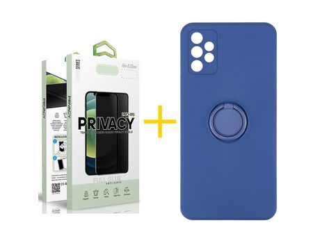 Pack 1 Película Antiespía + Funda SKYHE por Samsung Galaxy A53 5G Gel O-Ring Azul