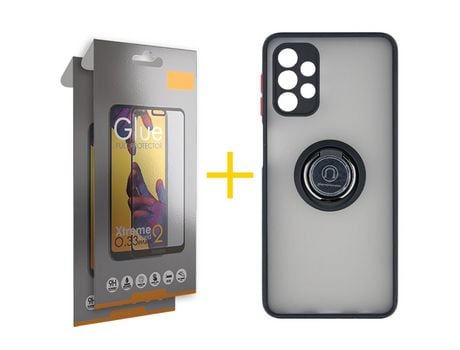 Pack 2 Películas Full + Funda SKYHE por Samsung Galaxy A33 5G Gel Bumper con Anillo Negro
