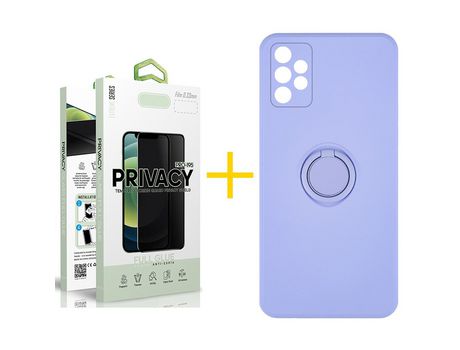 Pack 1 Película Antiespia + Funda SKYHE por Samsung Galaxy A52 5G Gel O-Ring Morado