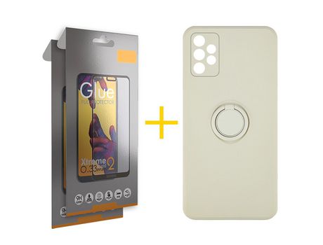 Pack 2 Películas Full + Funda SKYHE por Samsung Galaxy A72 5G Gel O-Ring Sand