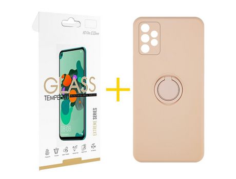 Pack 1 Película 2.5D + Funda SKYHE por Samsung Galaxy A33 5G Gel O-Ring Rosa Pastel