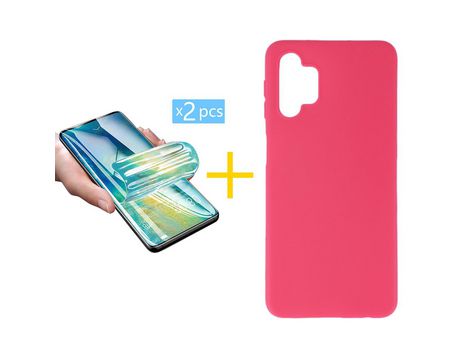 Pack 2 Películas + Funda SKYHE por Samsung Galaxy A53 5G Silicona Liso Rosa