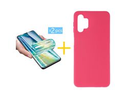 Pack 2 Películas + Funda SKYHE por Samsung Galaxy A73 5G Silicona Liso Rosa