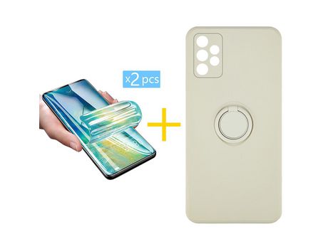 Pack 2 X Protector de Vidrio Templado Hidrogel + Funda ACCETEL para Samsung Galaxy A72 5G Gel O-Ring Sand