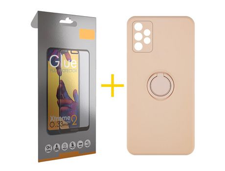 Pack 1 Película Full + Funda SKYHE por Samsung Galaxy A33 5G Gel O-Ring Rosa Pastel