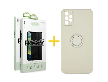 Pack 2 Películas Antiespia + Funda SKYHE por Samsung Galaxy A32 5G Gel O-Ring Sand