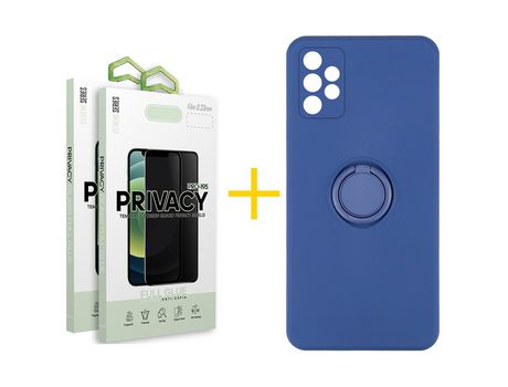 Pack 2 Películas Antiespía + Funda SKYHE por Samsung Galaxy A53 5G Gel O-Ring Azul