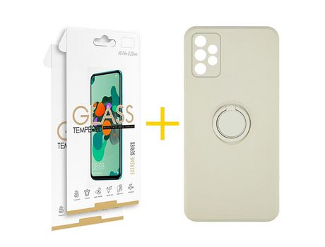 Pack 2 Películas 2.5D + Funda SKYHE por Samsung Galaxy A32 5G Gel O-Ring Sand
