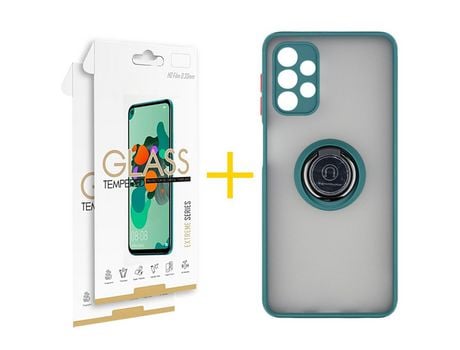 Pack 2 Películas 2.5D + Funda SKYHE por Samsung Galaxy A33 5G Gel Bumper con Anillo Verde