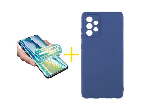 Pack 1 Película + Funda SKYHE por Samsung Galaxy A33 5G Silicona Líquida Azul