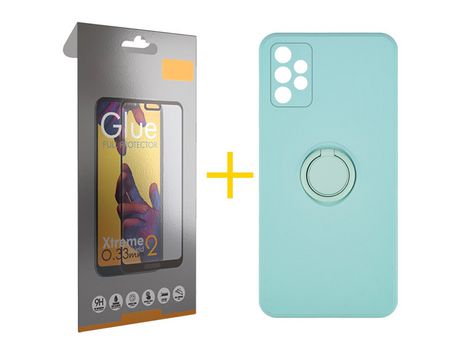 Pack 1 Película Full + Funda SKYHE por Samsung Galaxy A33 5G Gel O-Ring Verde-Auga