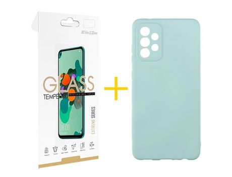 Pack 1 Película 2.5D + Funda SKYHE por Samsung Galaxy A33 5G Silicona Líquida Verde-Água
