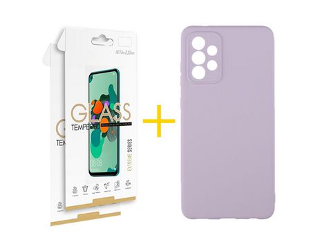 Pack 2 Películas 2.5D + Funda SKYHE por Samsung Galaxy A33 5G Silicona Líquida Morado