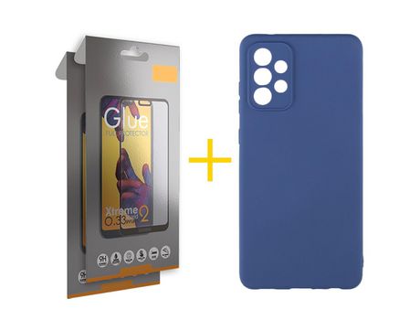 Pack 2 Películas Full + Funda SKYHE por Samsung Galaxy A33 5G Silicona Líquida Azul