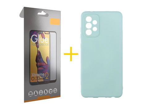 Pack 1 Película Full + Funda SKYHE por Samsung Galaxy A53 5G Silicona Líquida Verde-Água