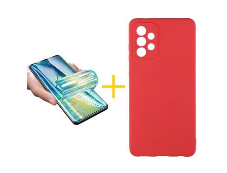 Pack 1 Película + Funda SKYHE por Samsung Galaxy A33 5G Silicona Líquida Rojo