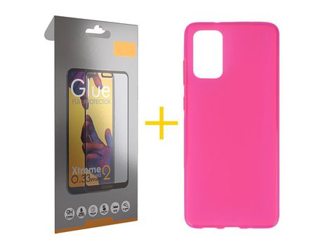 Pack 1 Película Full + Funda SKYHE por Samsung Galaxy S20 Plus 5G Silicona Liso Rosa