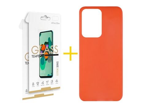 Pack 2 Películas 2.5D + Funda SKYHE por Samsung Galaxy S20 Ultra 5G Silicona Liso Rojo