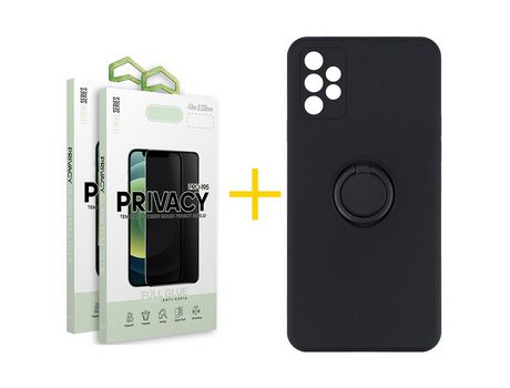 Pack 2 Películas Antiespia + Funda SKYHE por Samsung Galaxy A72 5G Gel O-Ring Negro