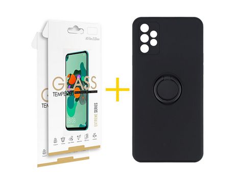 Pack 2 Películas 2.5D + Funda SKYHE por Samsung Galaxy A33 5G Gel O-Ring Negro