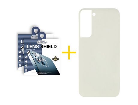 Pack 2 X Protector de Cámara Trasera + Funda para Samsung Galaxy S22 Plus 5G Silicona Líquida Arena
