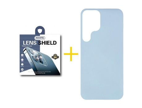 Pack 1 X Protector de Cámara Trasera + Funda para Samsung Galaxy S22 Ultra 5G Silicona Líquida Azul Claro