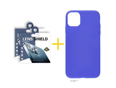 Pack 2 Películas de Cámara Trasera + Funda SKYHE para Apple iPhone 13 Pro Max Silicona Liso Azul