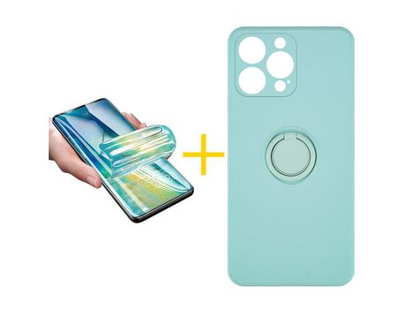 Pack 1 Película + Funda SKYHE para Apple iPhone 13 Pro Max Gel O-Ring Verde-Auga