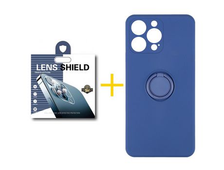 Pack 1 Película de Cámara Trasera + Funda SKYHE para Apple iPhone 13 Pro Max Gel O-Ring Azul