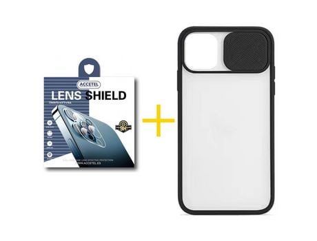 Pack 1 X Protector de Cámara Trasera + Funda ACCETEL para iPhone 13 Gel Protección Cámara Negro