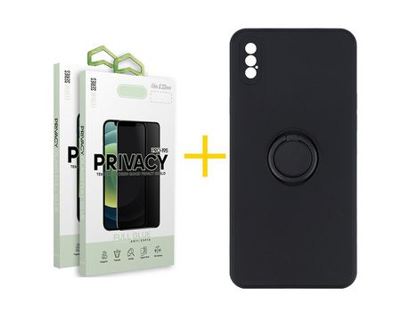 Pack 2 Películas Antiespía + Funda SKYHE por Apple iPhone XS Max Gel O-Ring Negro