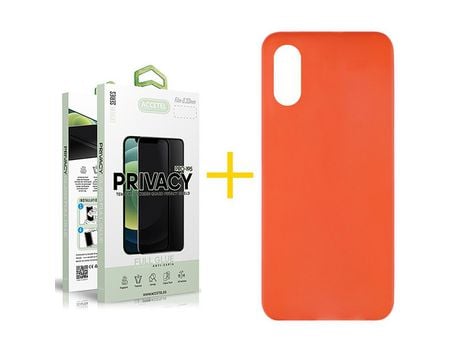 Pack 1 X Protector de Vidrio Templado Anti espía + Funda ACCETEL para iPhone XS Max Silicona Liso Rojo