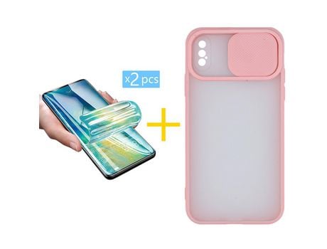 Pack 2 Películas + Funda SKYHE por Apple iPhone XR Gel Protteción Cámara Rosa