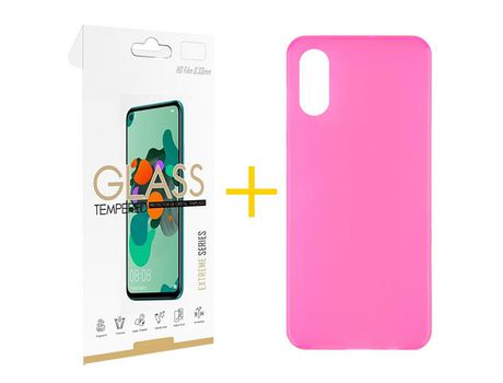 Pack 1 Película 2.5D + Funda SKYHE por Apple iPhone XS Max Silicona Liso Rosa