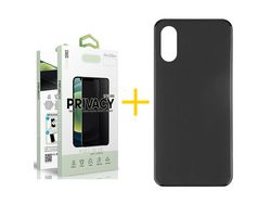 Pack 1 Película Antiespía + Funda SKYHE por Apple iPhone XR Silicona Liso Negro