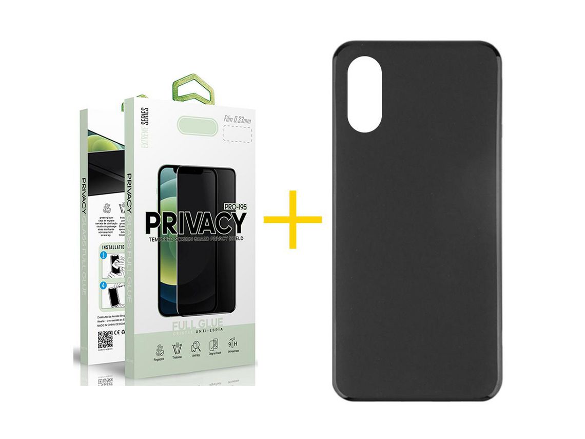 Pack 1 Película Antiespía + Funda SKYHE por Apple iPhone XR Silicona Liso Negro